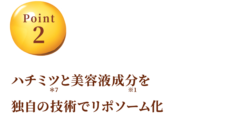 ハチミツと美容液成分を独自の技術でリポソーム化