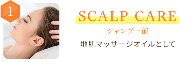 1 SCALP CARE シャンプー前　地肌マッサージオイルとして